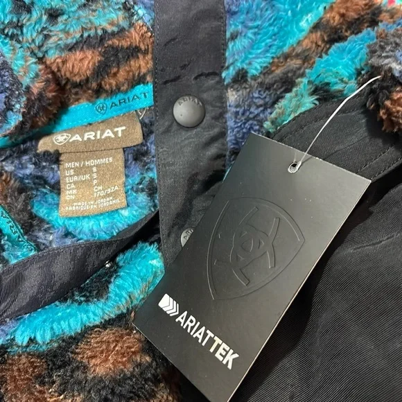 AriatTek Pullover Hoodie,Teddy Bear Fleece,Serape pattern,pockets,snap front - Picture 10 of 12